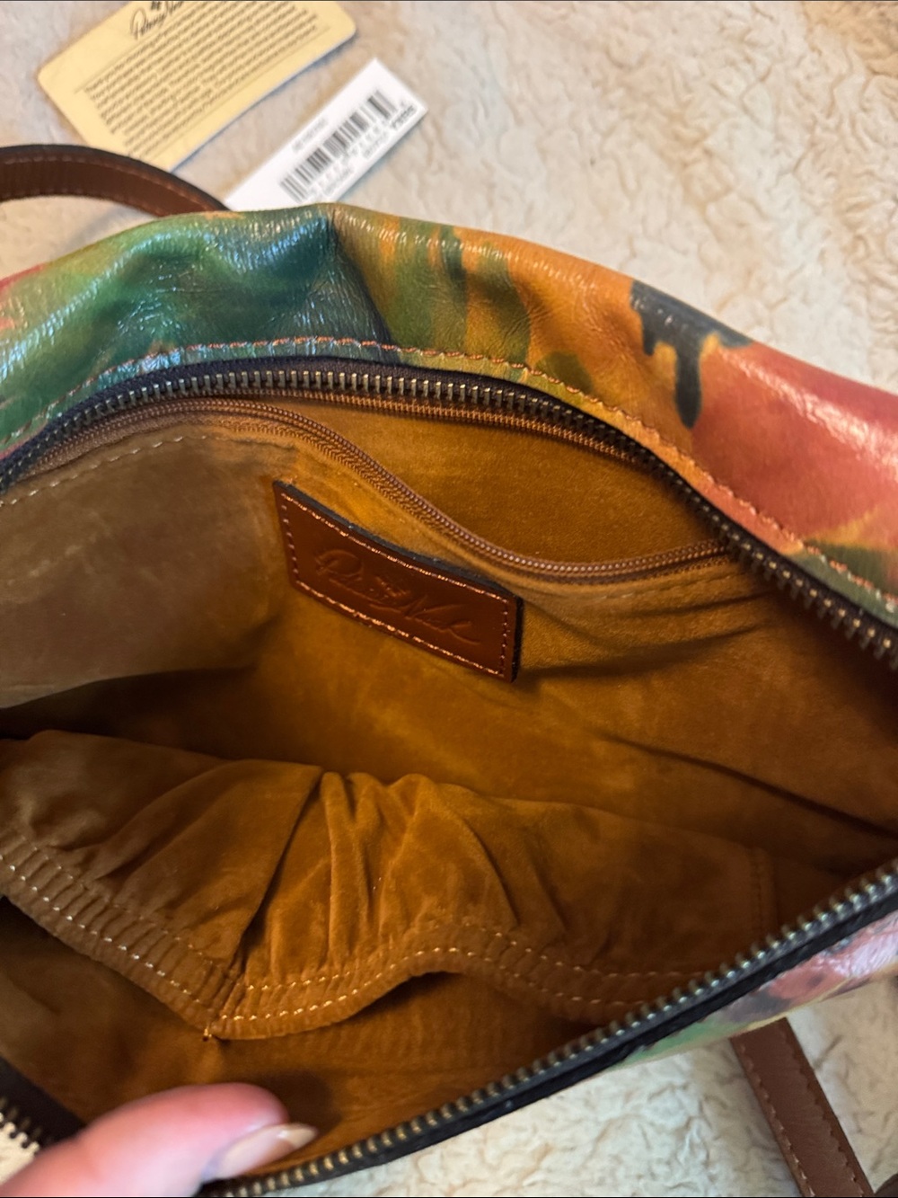 Patricia Nash Watercolor Floral Butterfly Crescent Crossbody Bag Purse NWOT - Picture 4 of 7